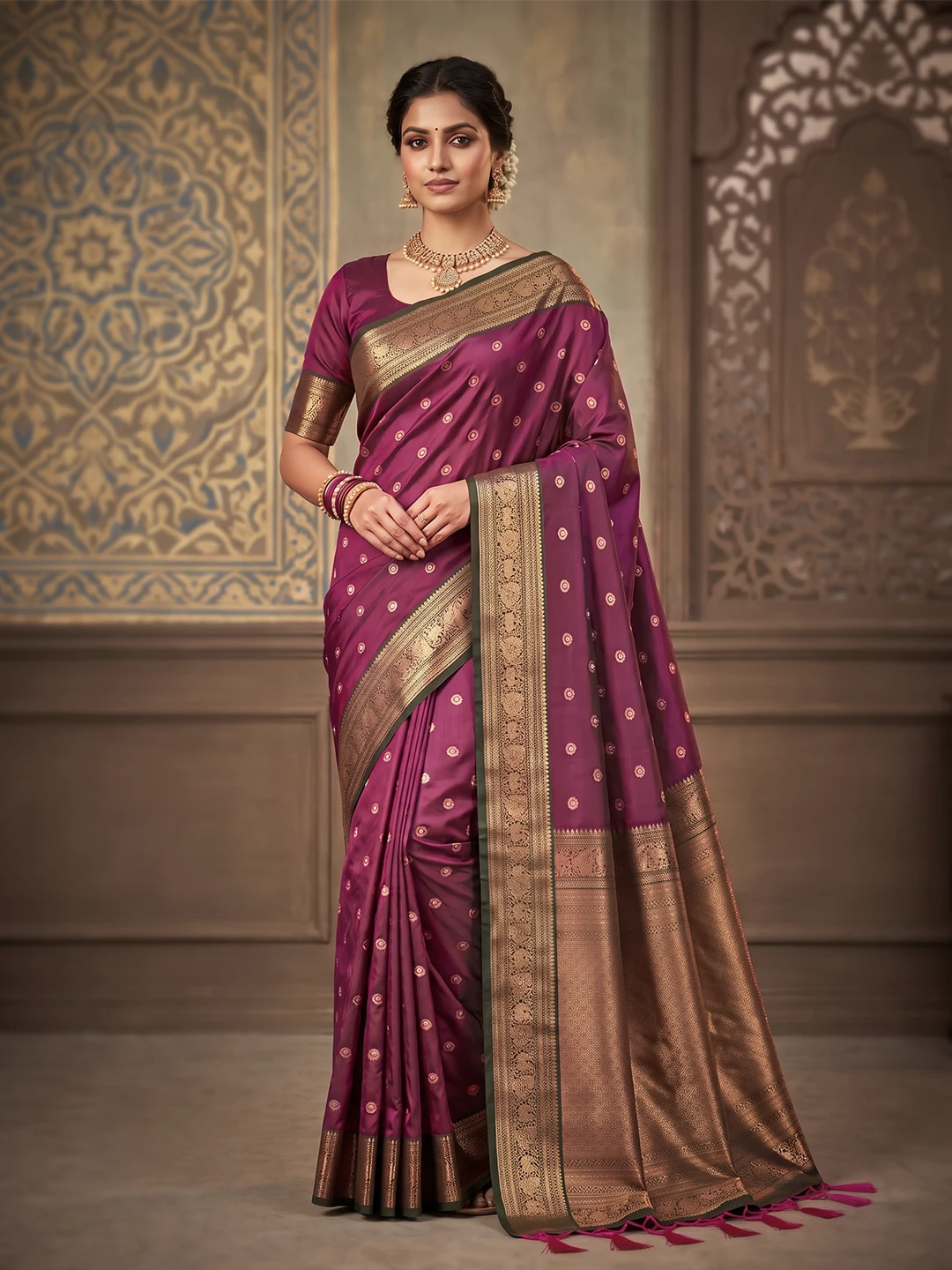 Wine Purple Salem Silk Saree for Women - Beautiful Traditional Sarees