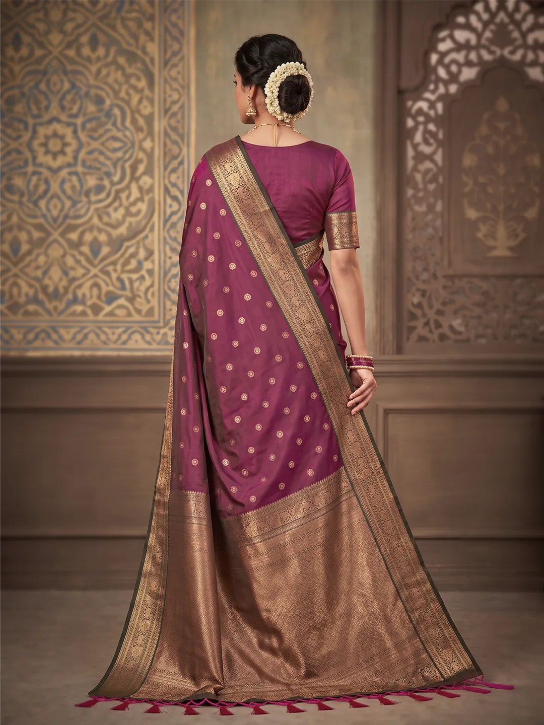 Wine Purple Salem Silk Saree for Women - Beautiful Traditional Sarees - Image 2